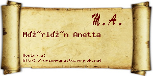 Márián Anetta névjegykártya